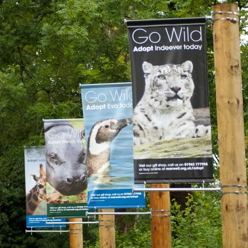 Large printed promotional banner display